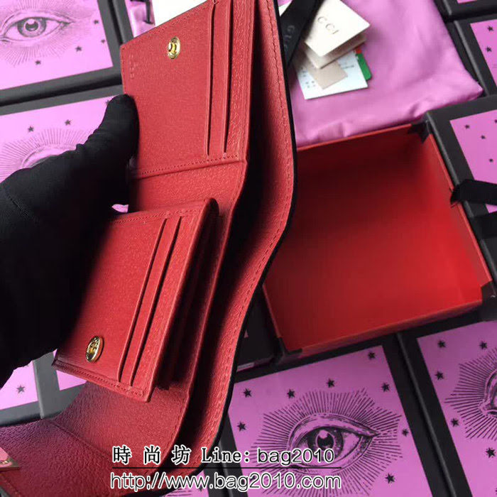 GUCCI古馳 歐洲正品原單 padlock系列 最新款短皮夾 453155 小鳥紅皮 WTG1199